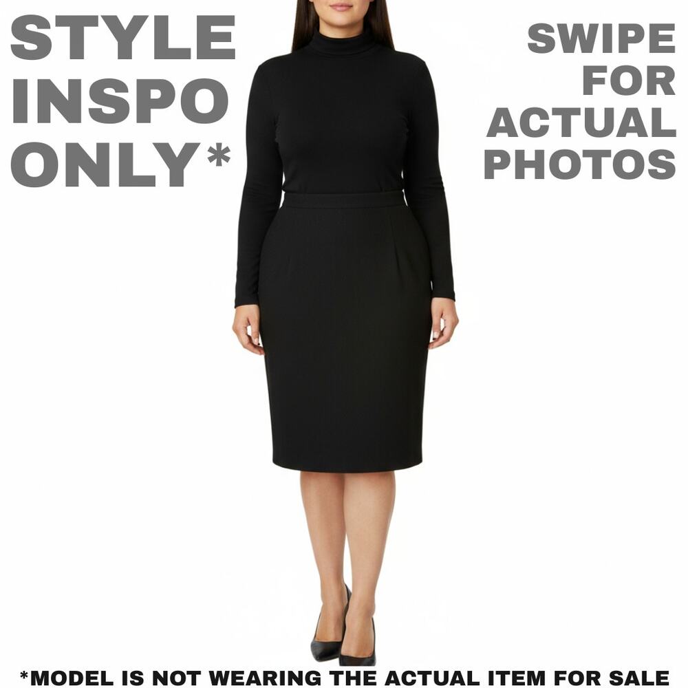 Valerie Stevens II 18W Classic Black Pencil Skirt Plus [0237] - Picture 2 of 9